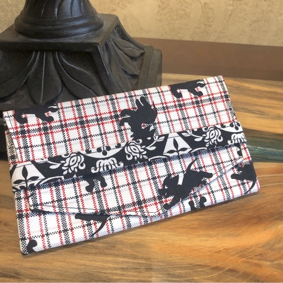 Black & White Puppies Cash Envelope/Receipt holder Fabric Handmade Wallet - Picture 1 of 4